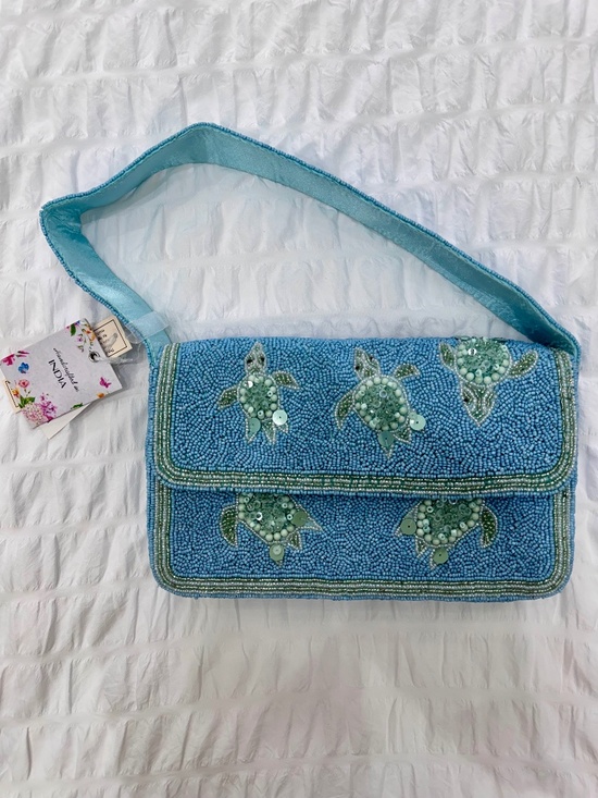 Hand crafted in India Handbags - 🐢 Hand-Beaded Sea Turtle Bag – Ocean-Inspired Statement Piece 🐢